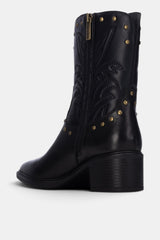BOTIN GRABADO NEGRO HORTENSIA