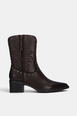 BOTIN GRABADO MARRON HORTENSIA