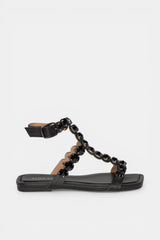 SANDALIA PLANA PIEDRAS BLACK LINDA