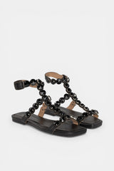 SANDALIA PLANA PIEDRAS BLACK LINDA