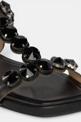 SANDALIA PLANA PIEDRAS BLACK LINDA