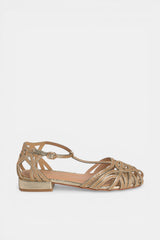 ZAPATO BAJO TIRAS GOLD MELANIA