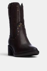 BOTIN GRABADO MARRON HORTENSIA