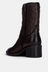 BOTIN GRABADO MARRON HORTENSIA